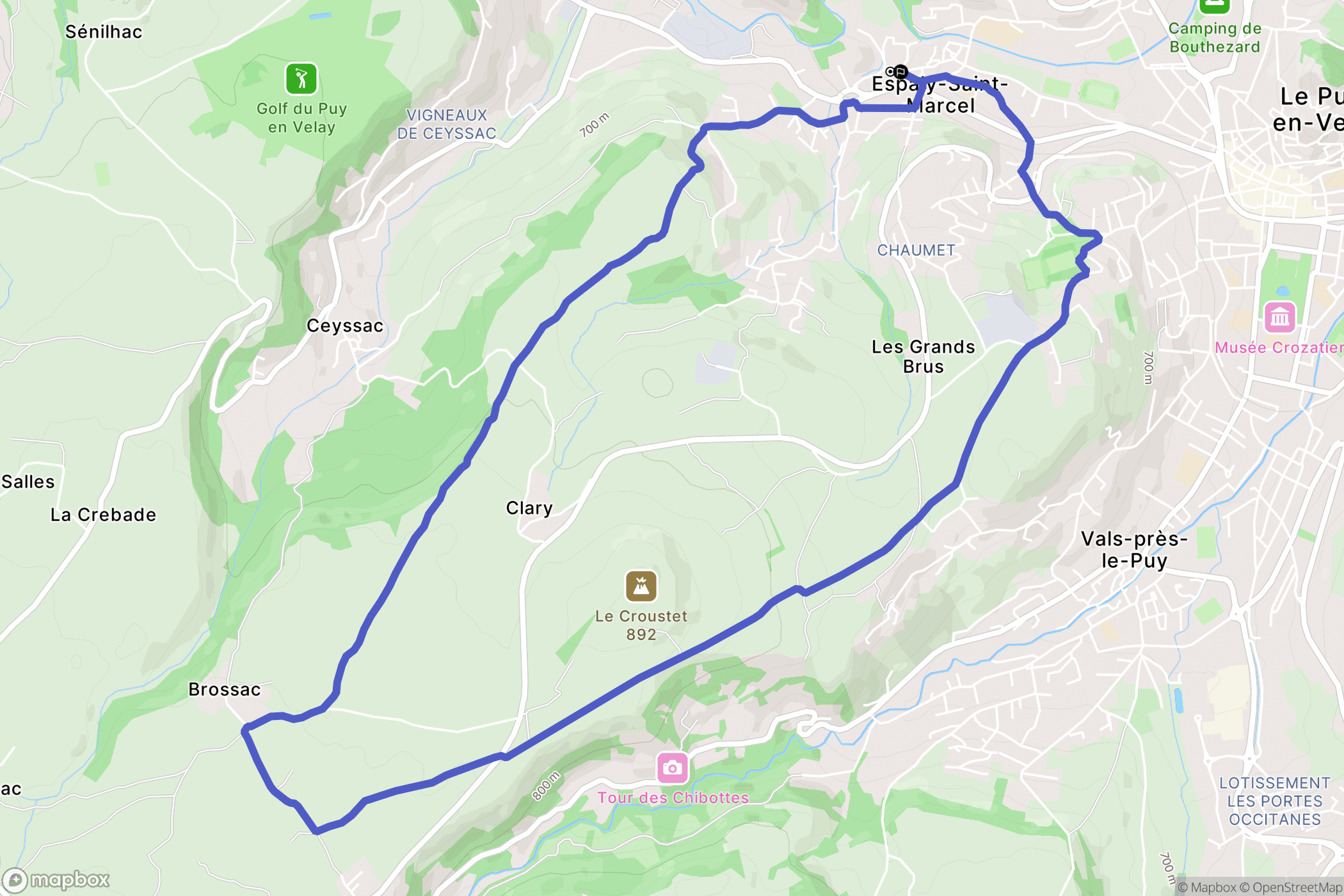 Espaly-Saint-Marcel : carte du parcours de randonnée - France