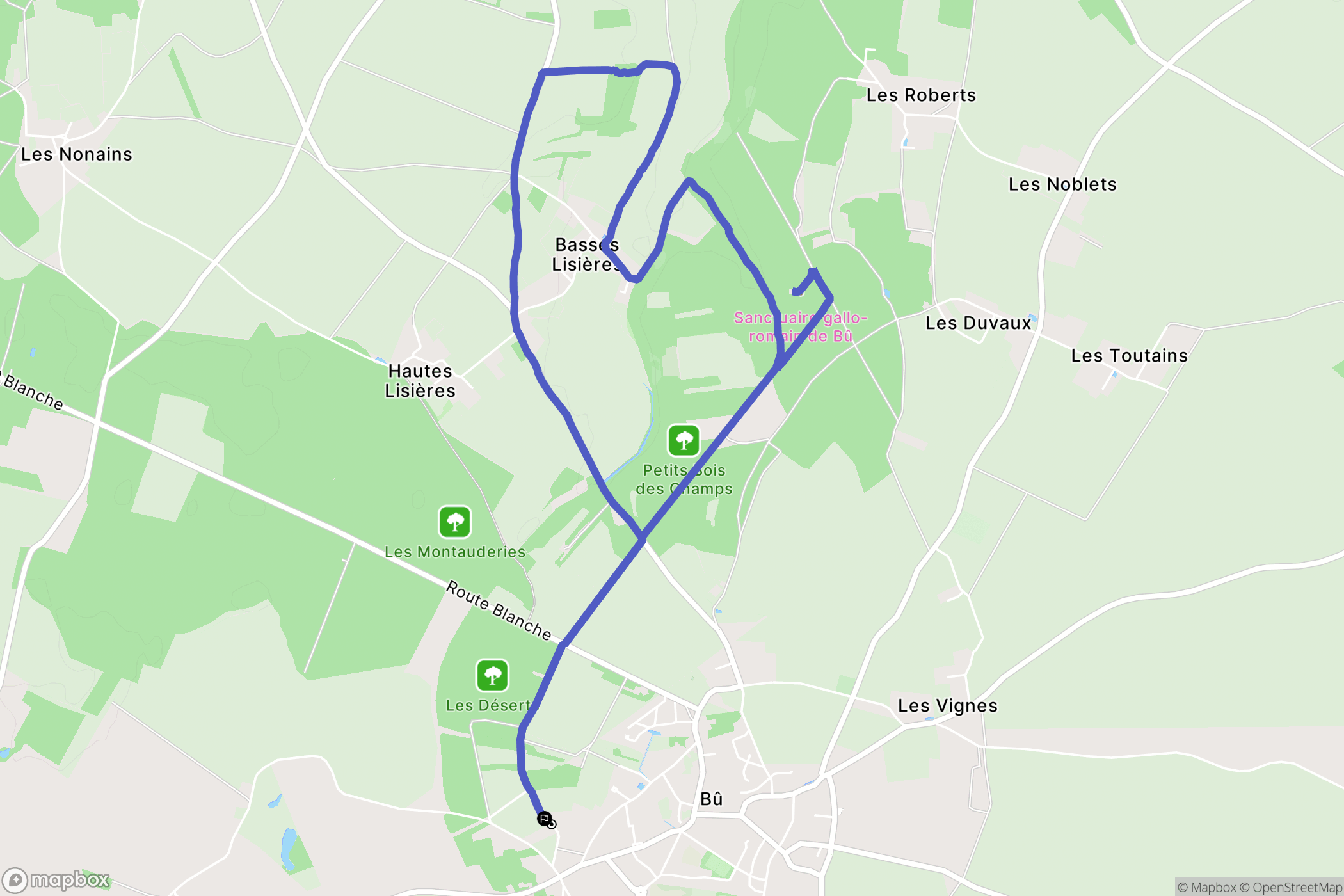 Bû : carte du parcours de randonnée - France