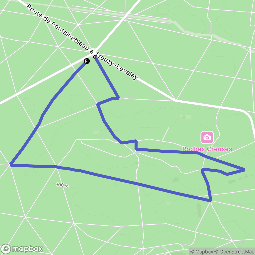 Fontainebleau : carte du parcours de randonnée - France