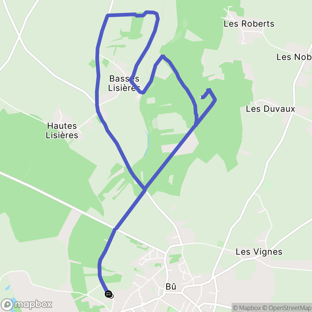 Bû : carte du parcours de randonnée - France