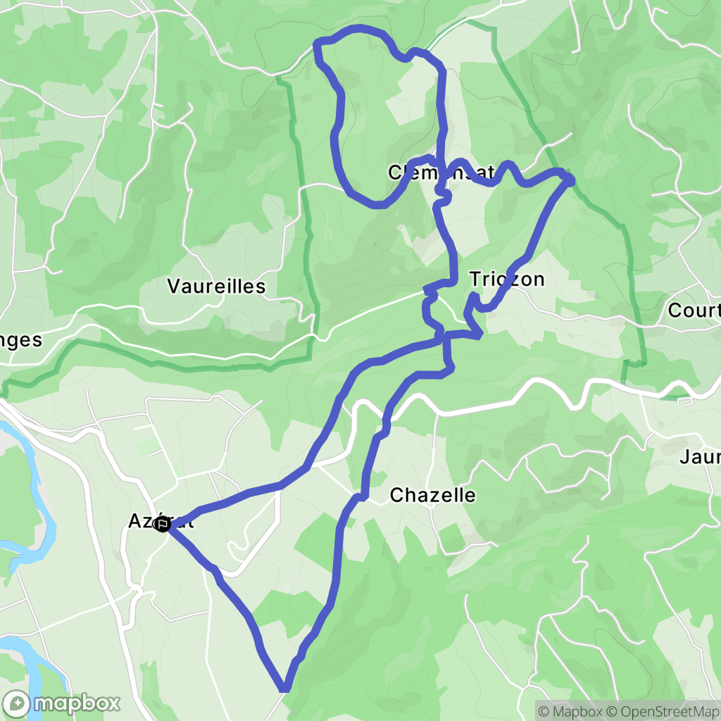 Azérat : carte du parcours de randonnée - France