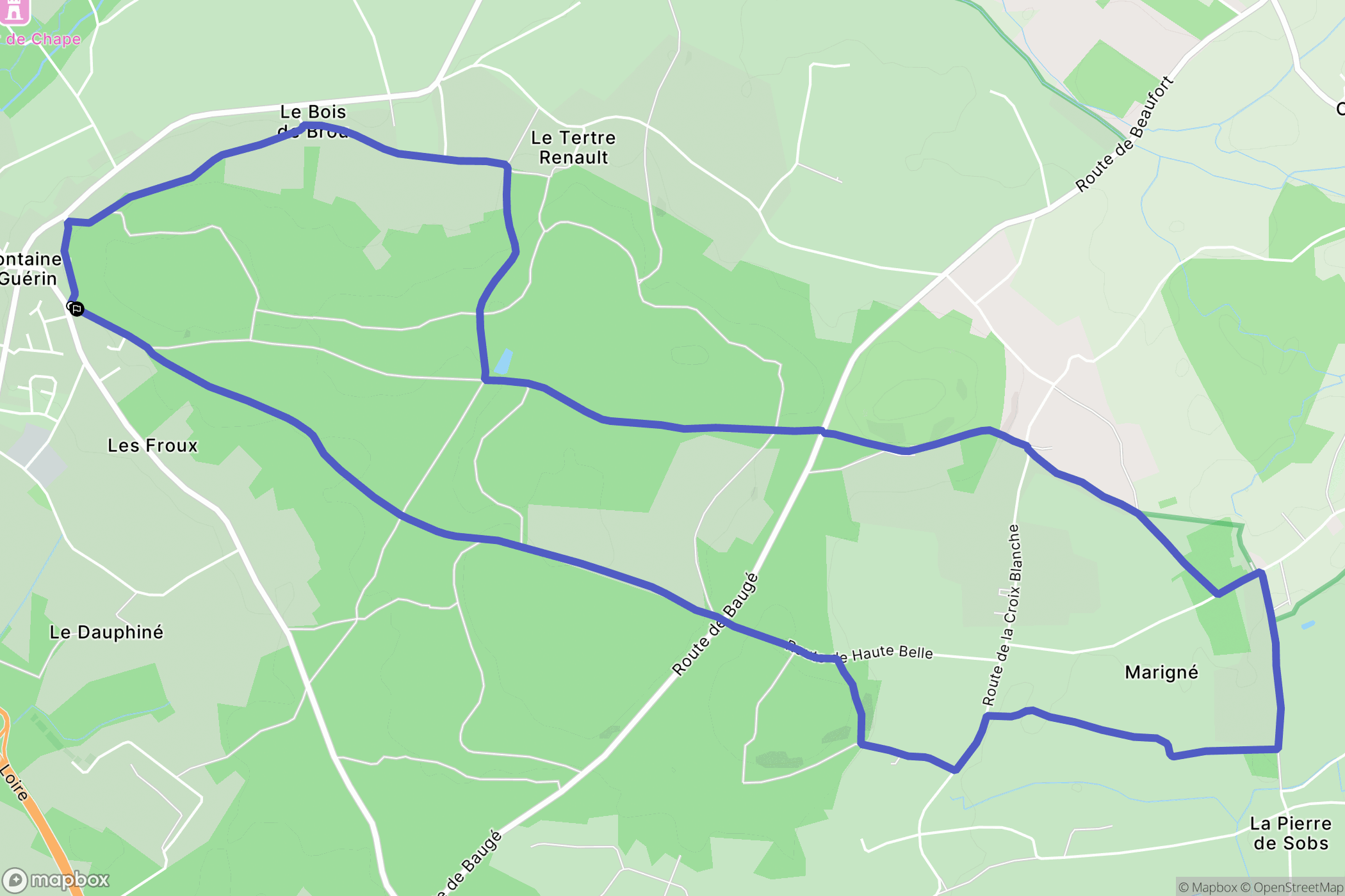 Les Bois d'Anjou : carte du parcours de randonnée - France