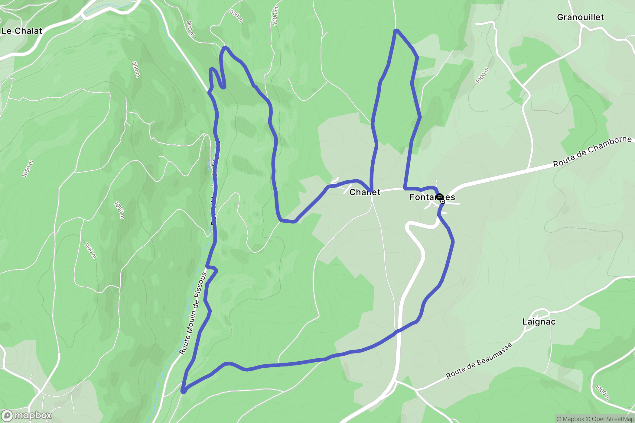 Jullianges : carte du parcours de randonnée - France