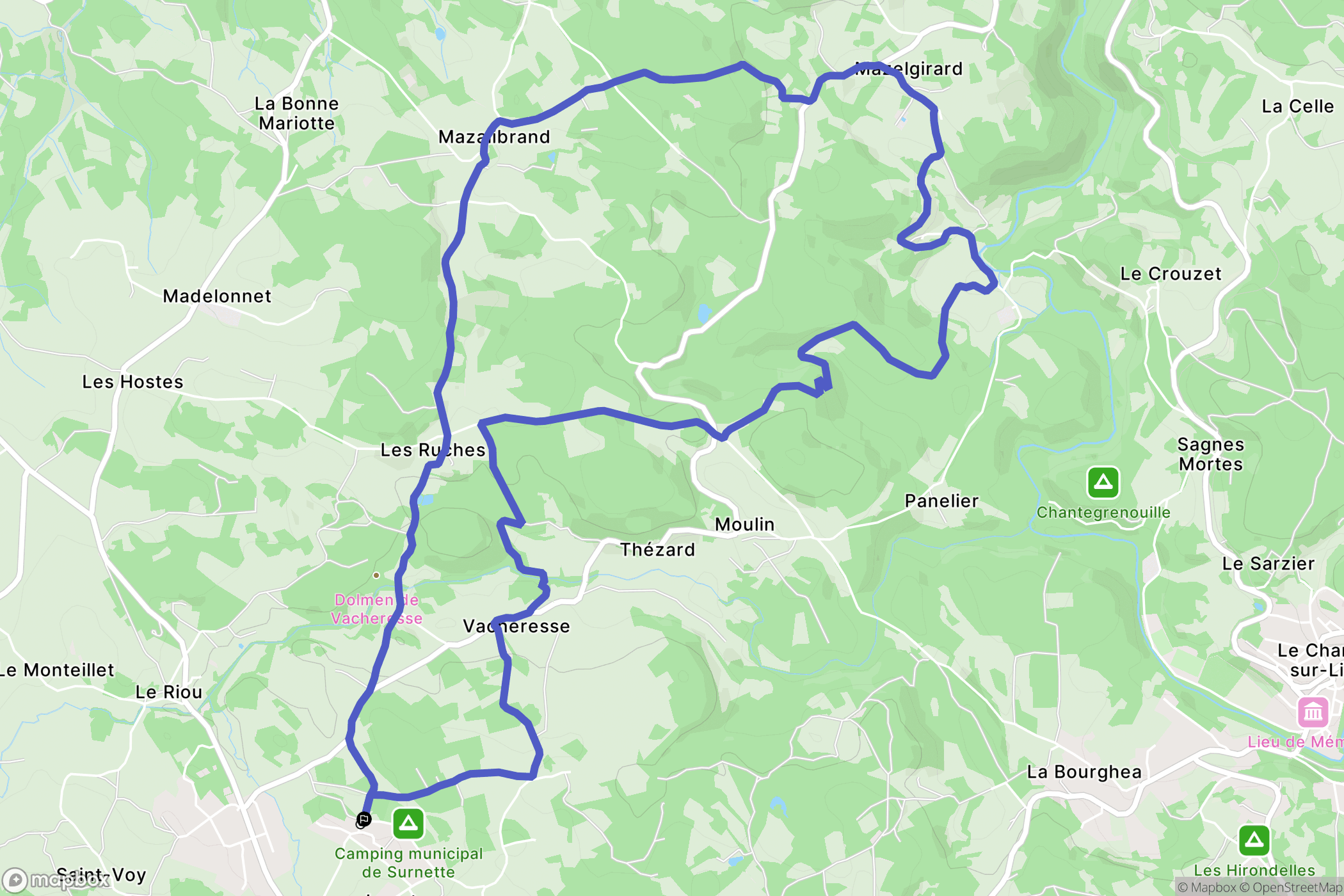 Mazet-Saint-Voy : carte du parcours de randonnée - France