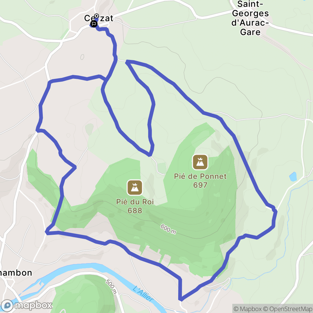 Cerzat : carte du parcours de randonnée - France