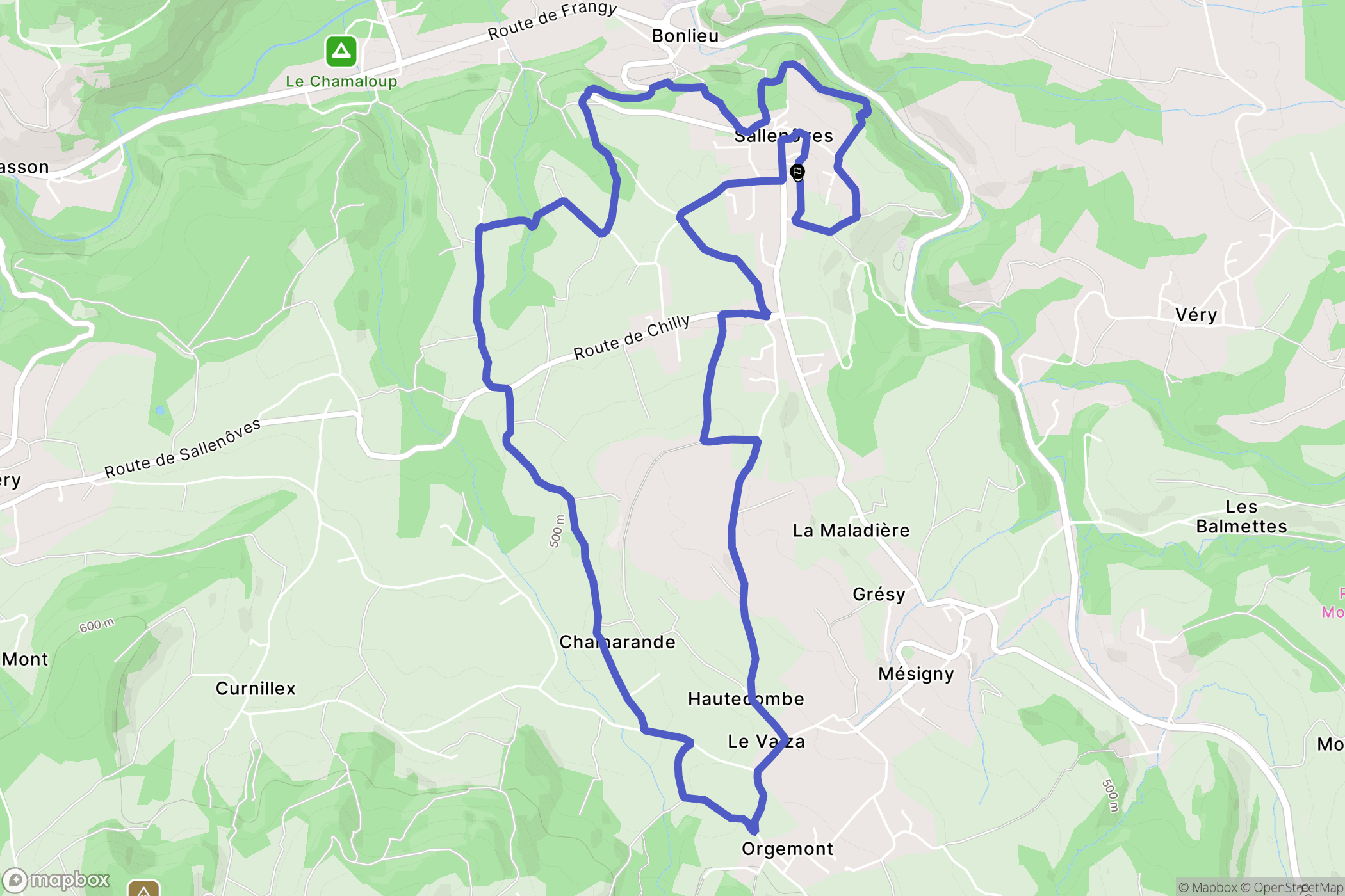 Sallenôves : carte du parcours de randonnée - France