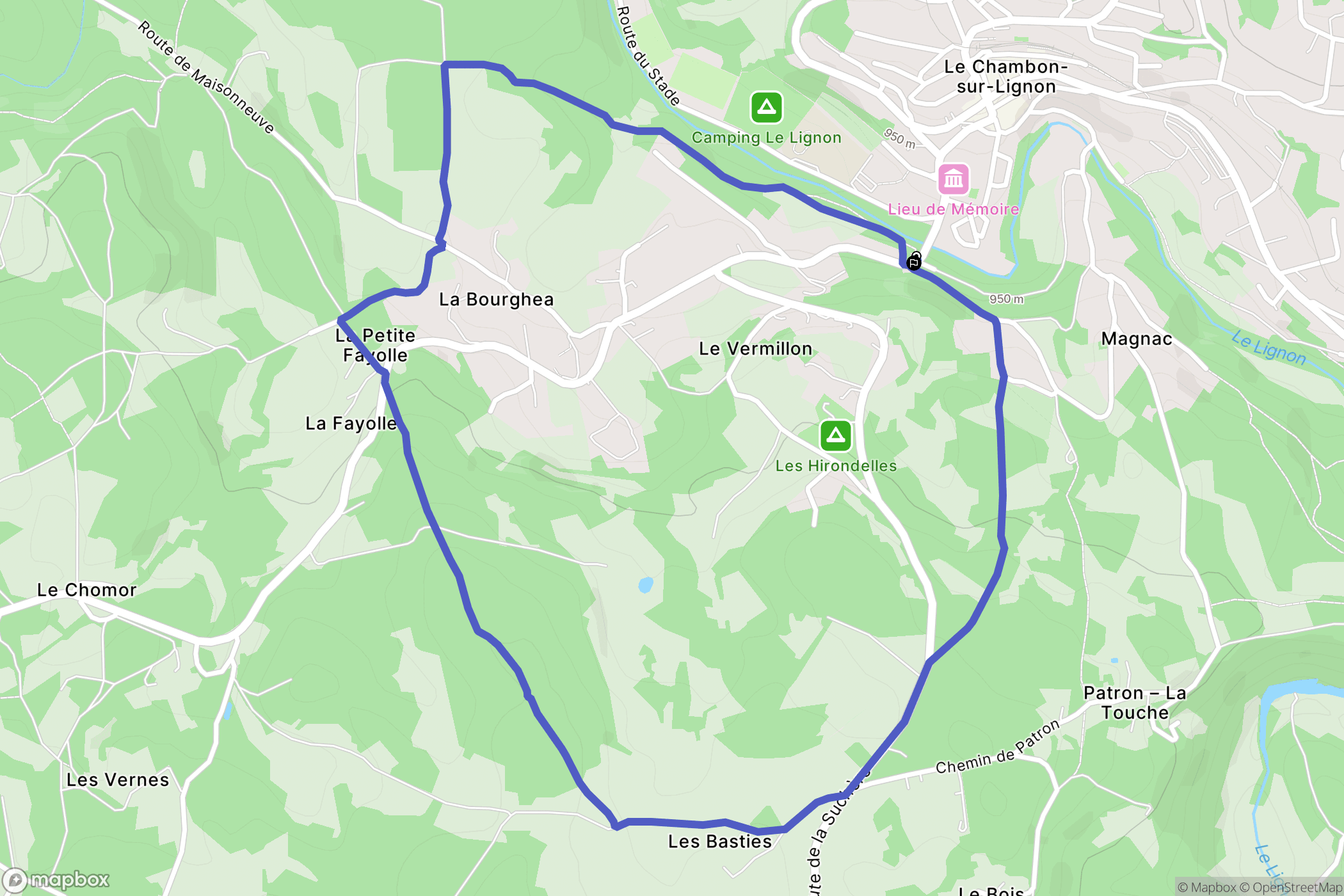 Le Chambon-sur-Lignon : carte du parcours de randonnée - France