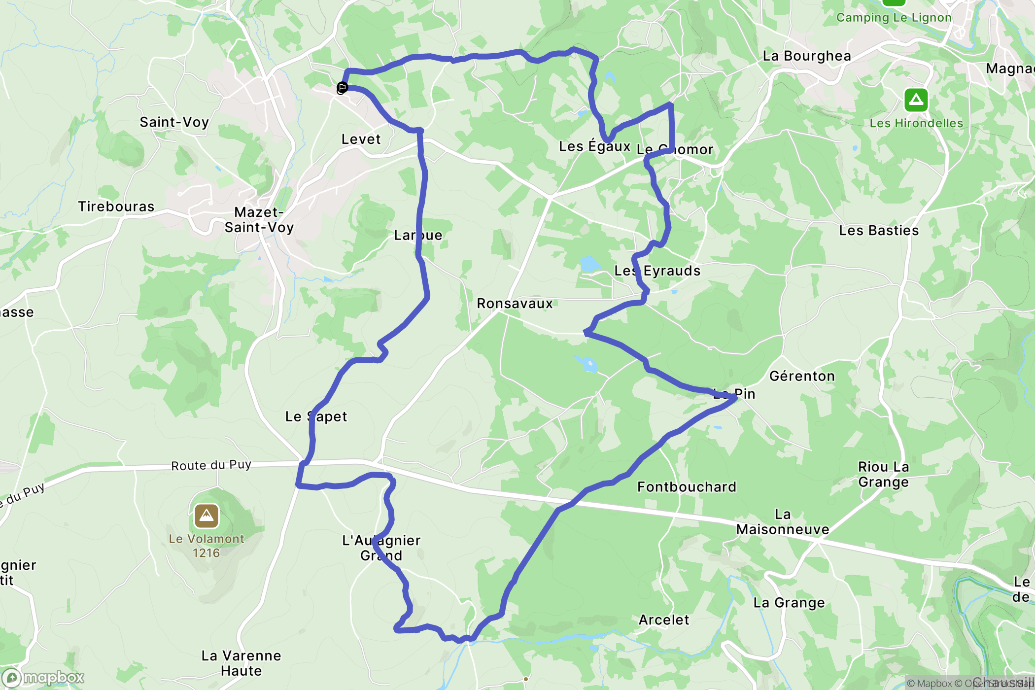 Mazet-Saint-Voy : carte du parcours de randonnée - France