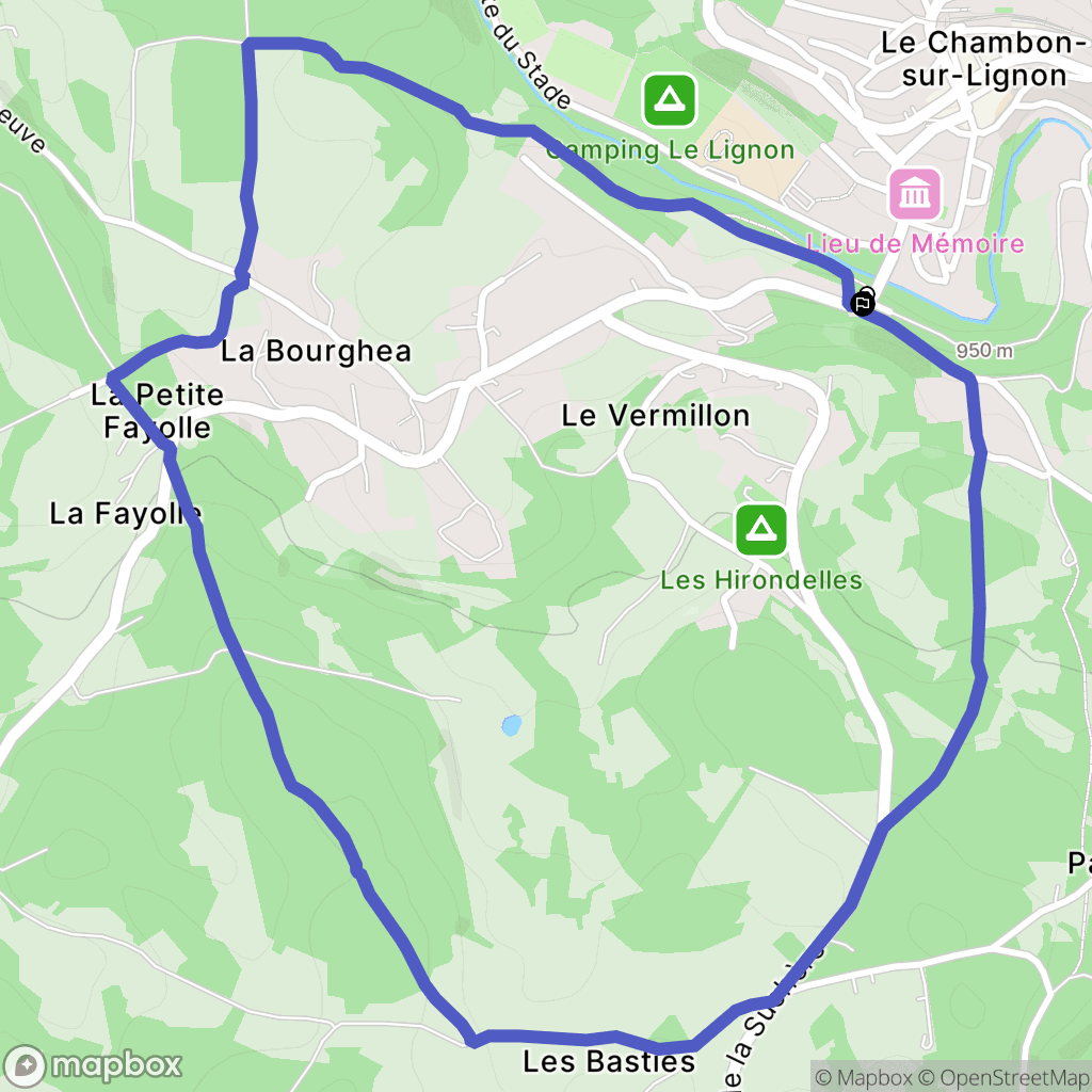 Le Chambon-sur-Lignon : carte du parcours de randonnée - France