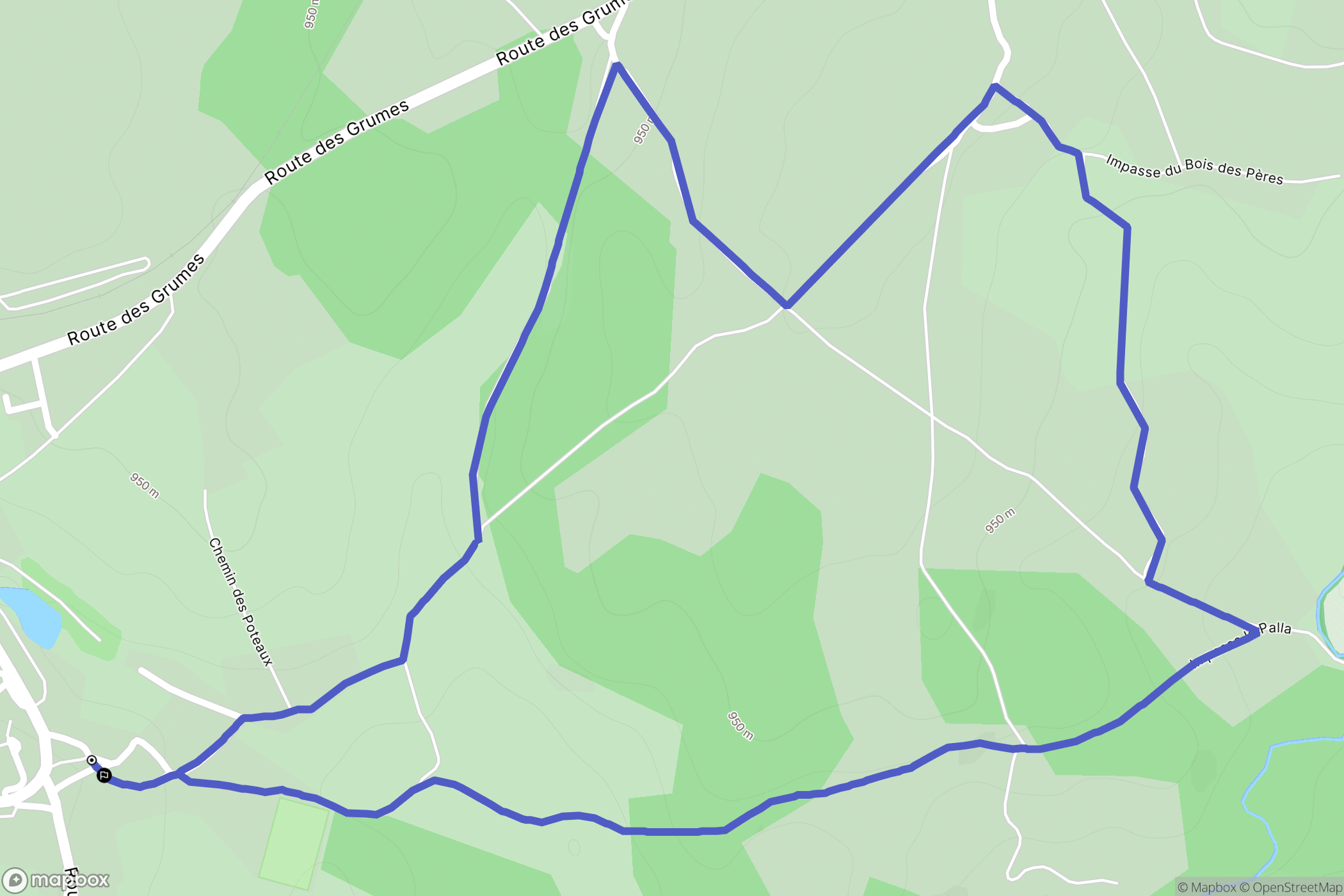 Jullianges : carte du parcours de randonnée - France