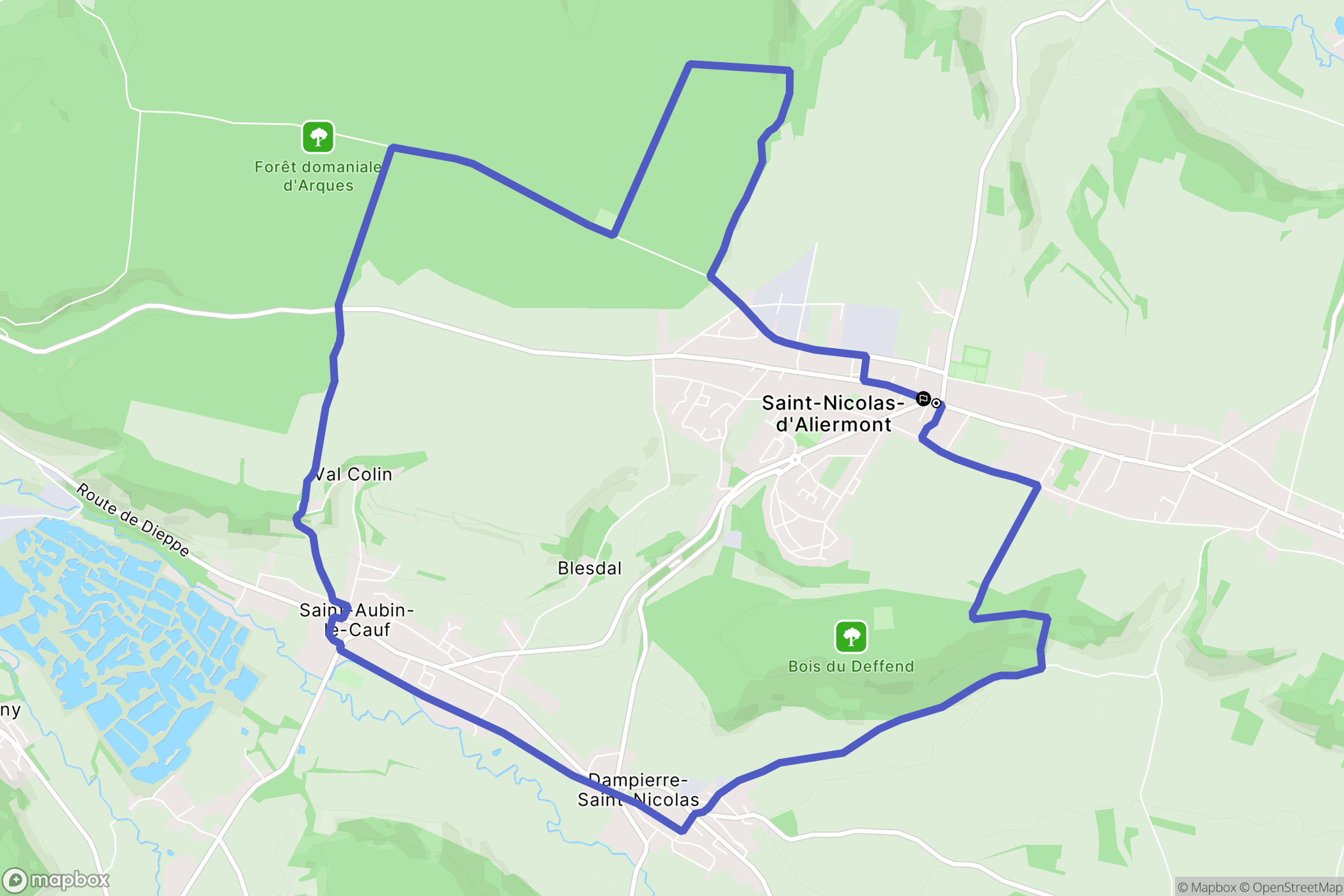 Saint-Nicolas-d'Aliermont : carte du parcours de randonnée - France