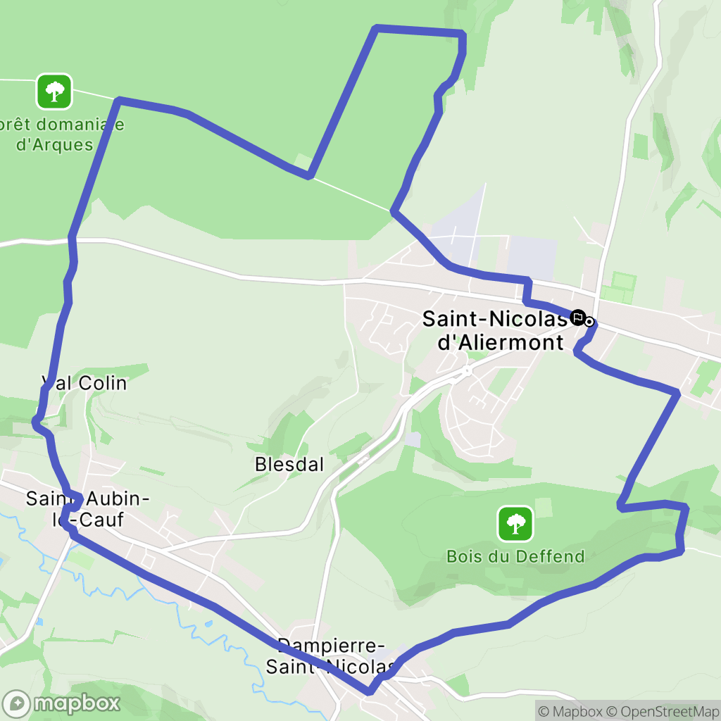 Saint-Nicolas-d'Aliermont : carte du parcours de randonnée - France