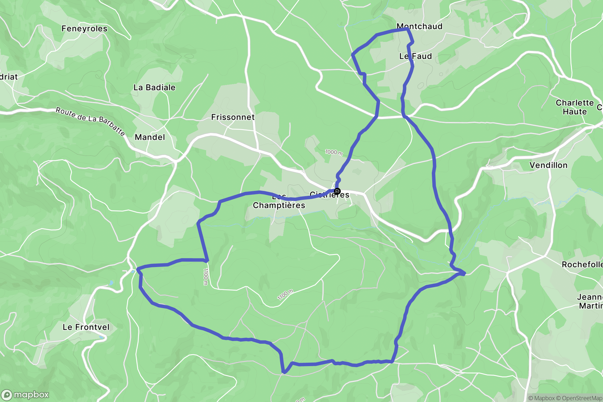 Cistrières : carte du parcours de randonnée - France
