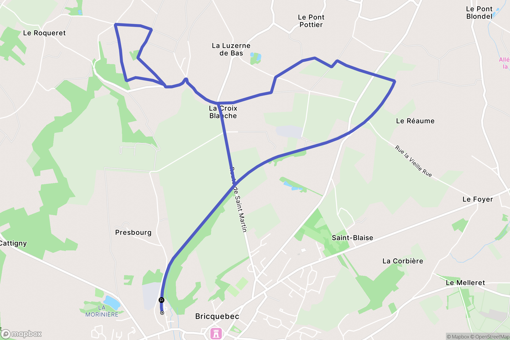 Bricquebec-en-Cotentin : carte du parcours de randonnée - France