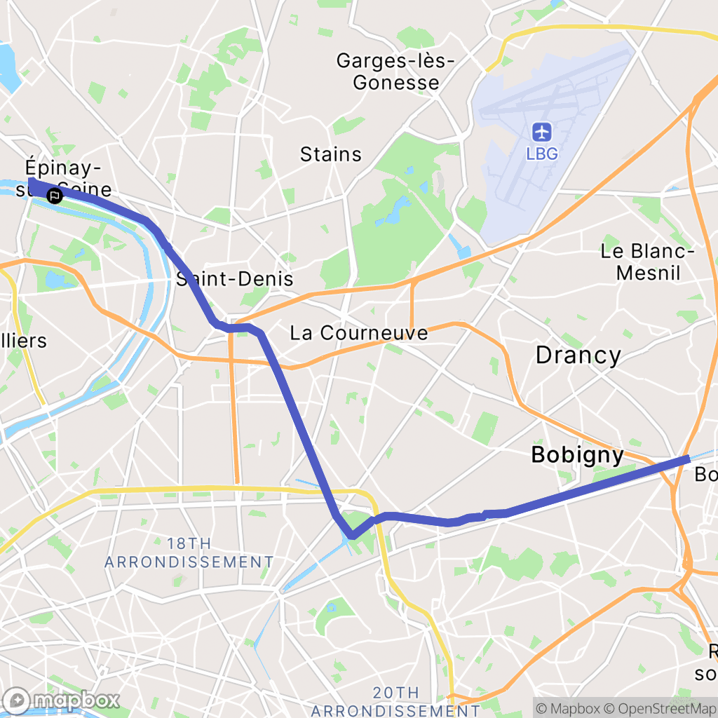 L'Île-Saint-Denis : carte du parcours de randonnée - France