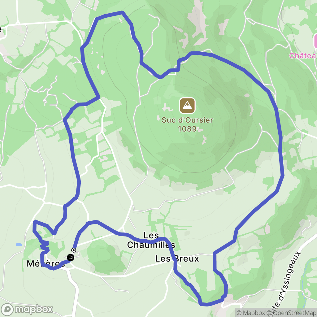 Mézères : carte du parcours de randonnée - France