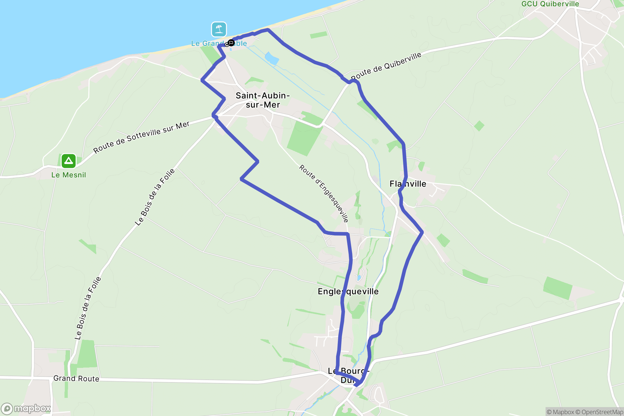 Saint-Aubin-sur-Mer : carte du parcours de randonnée - France