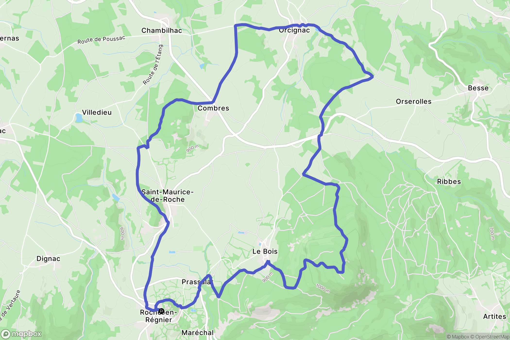 Roche-en-Régnier : carte du parcours de randonnée - France