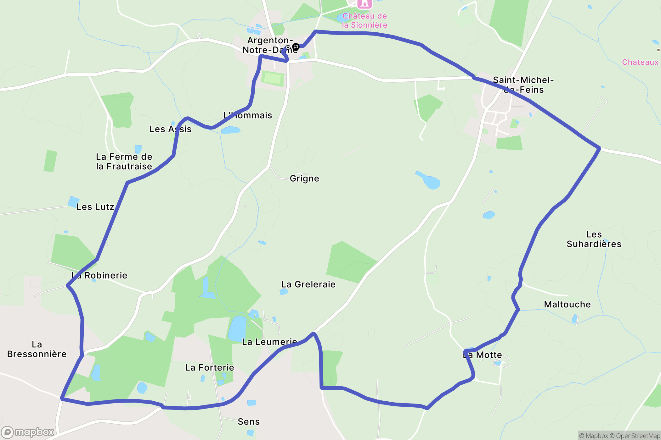 Bierné-les-Villages : carte du parcours de randonnée - France