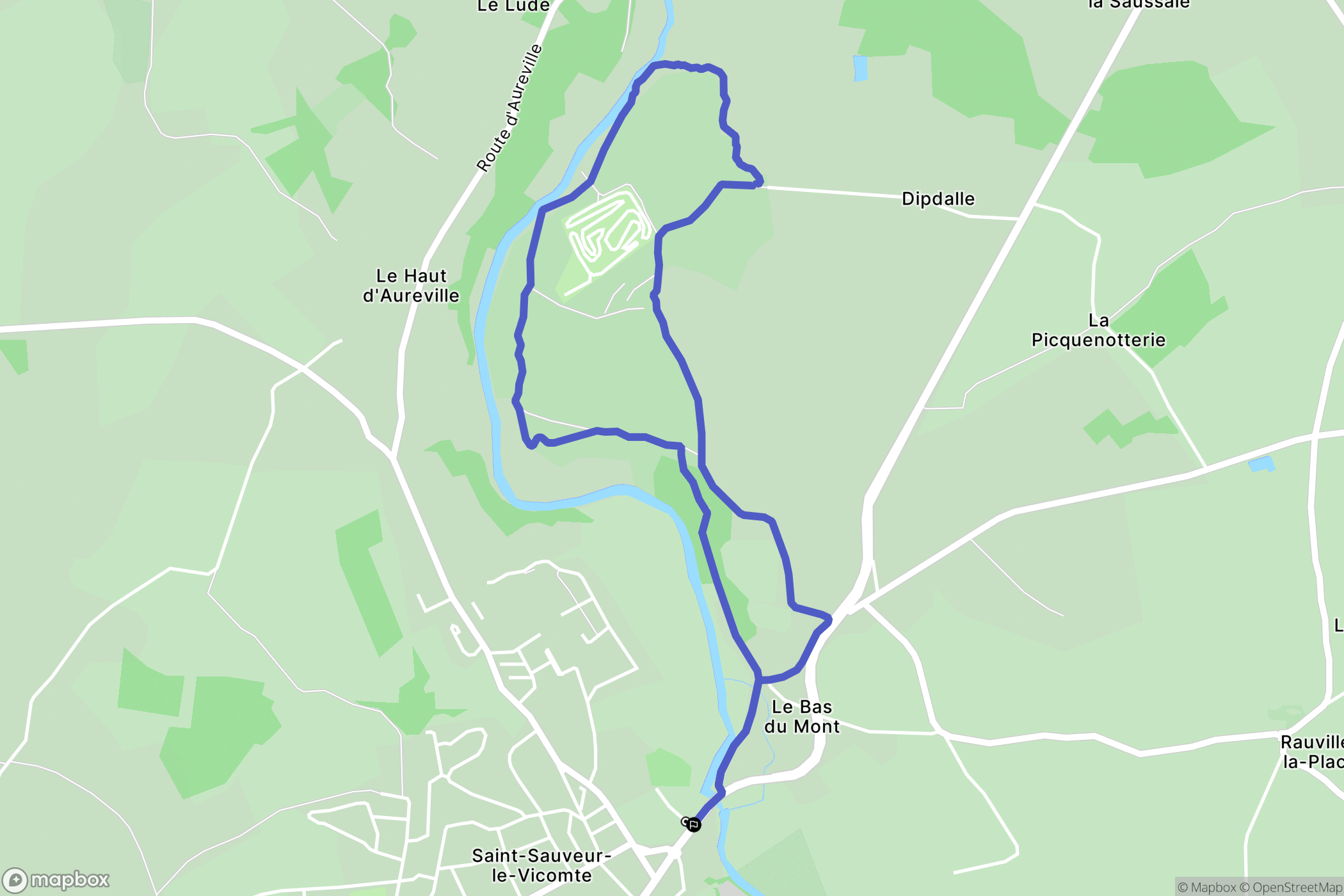 Saint-Sauveur-le-Vicomte : carte du parcours de randonnée - France