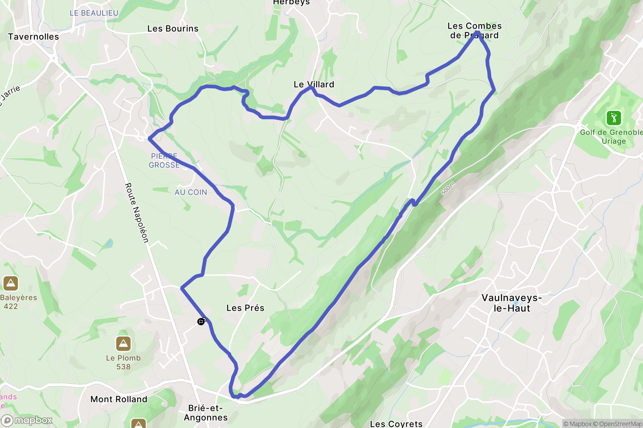 Brié-et-Angonnes : carte du parcours de randonnée - France