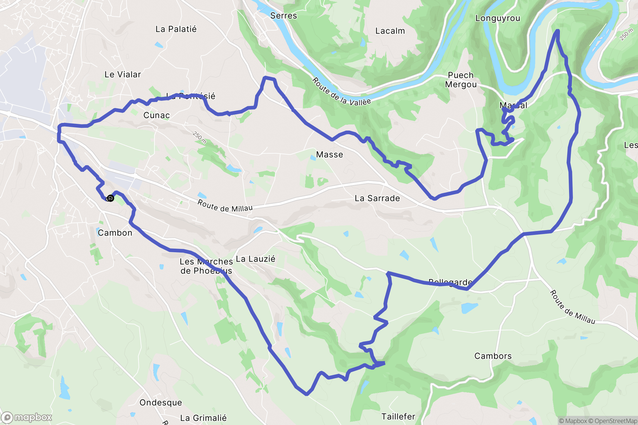 Cambon : carte du parcours de randonnée - France