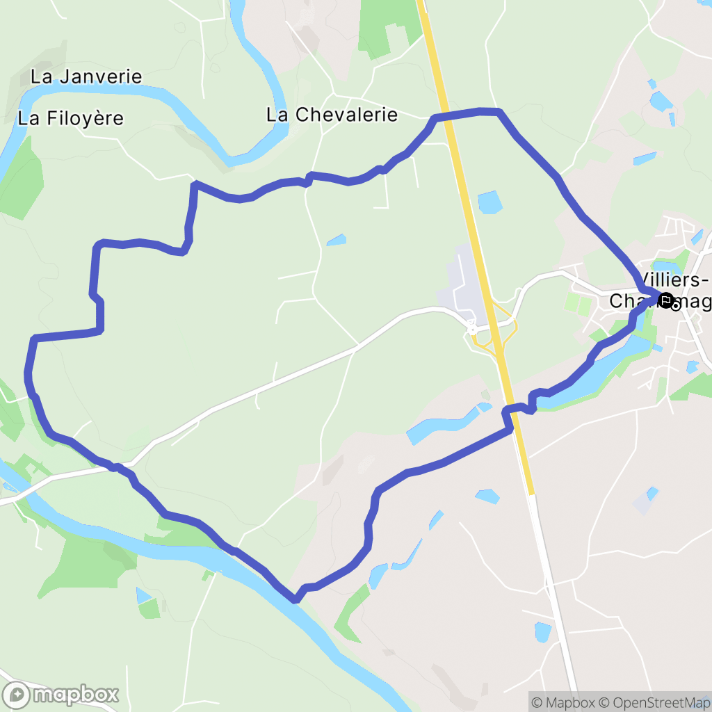 Villiers-Charlemagne : carte du parcours de randonnée - France