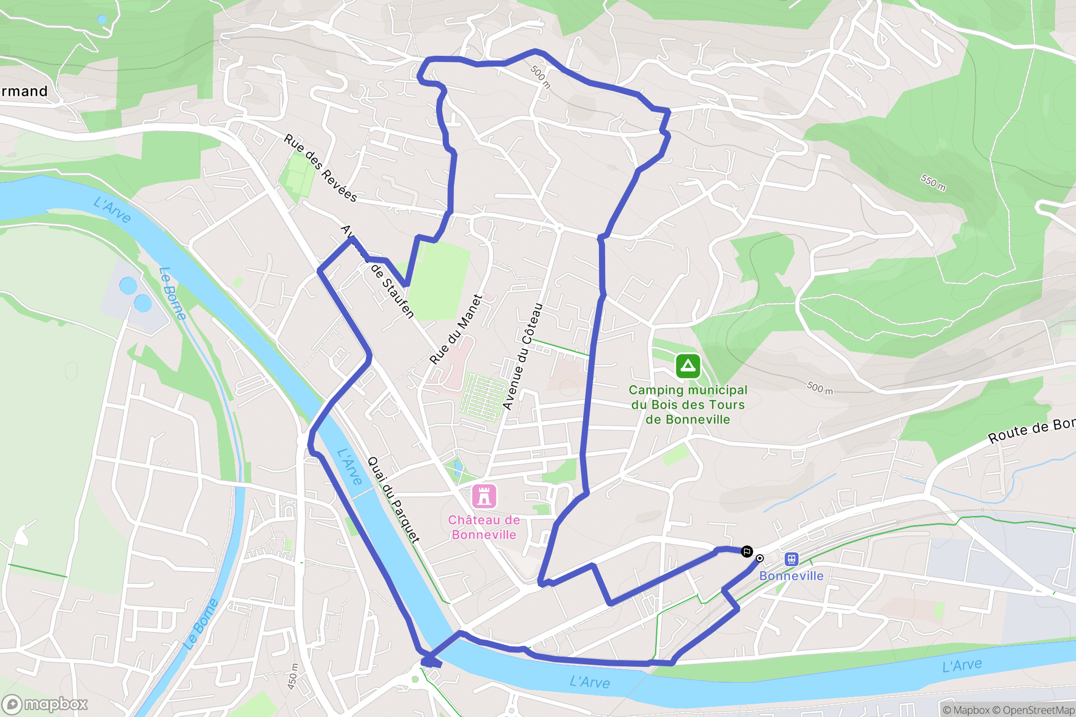Bonneville : carte du parcours de randonnée - France