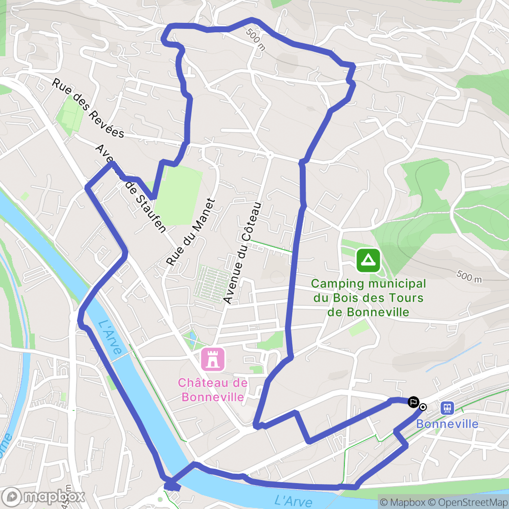 Bonneville : carte du parcours de randonnée - France