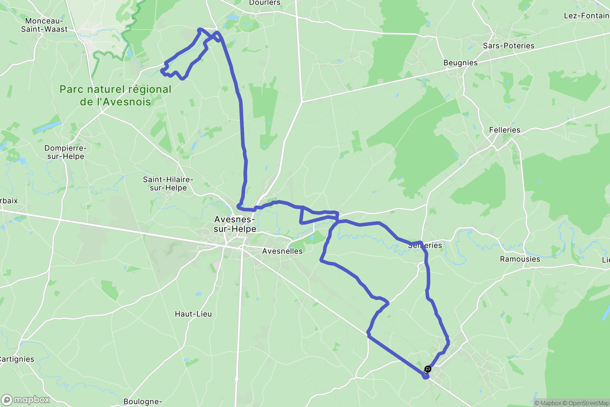 Sains-du-Nord : carte du parcours de randonnée - France