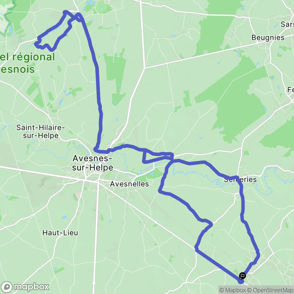 Sains-du-Nord : carte du parcours de randonnée - France