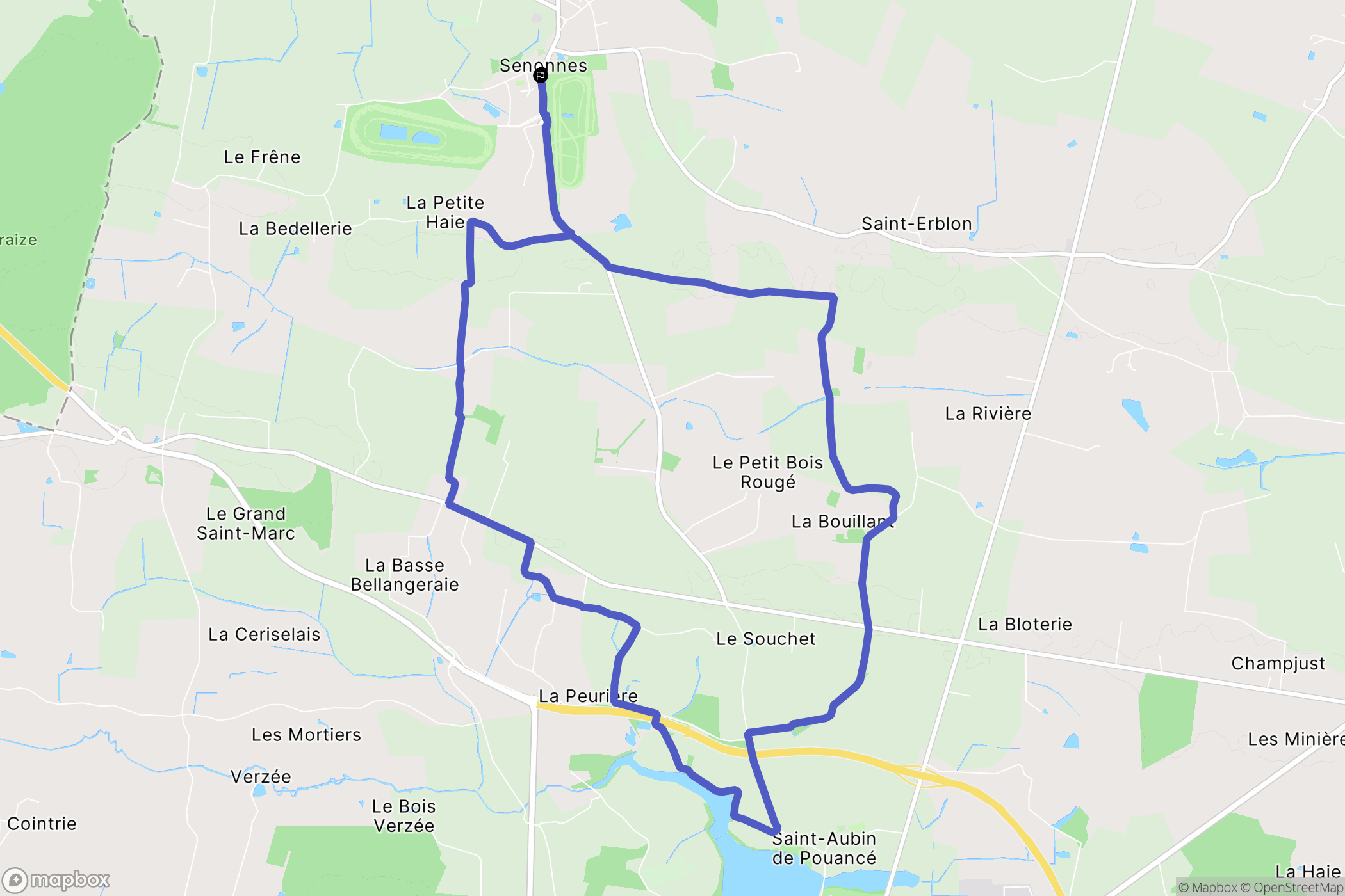 Senonnes : carte du parcours de randonnée - France