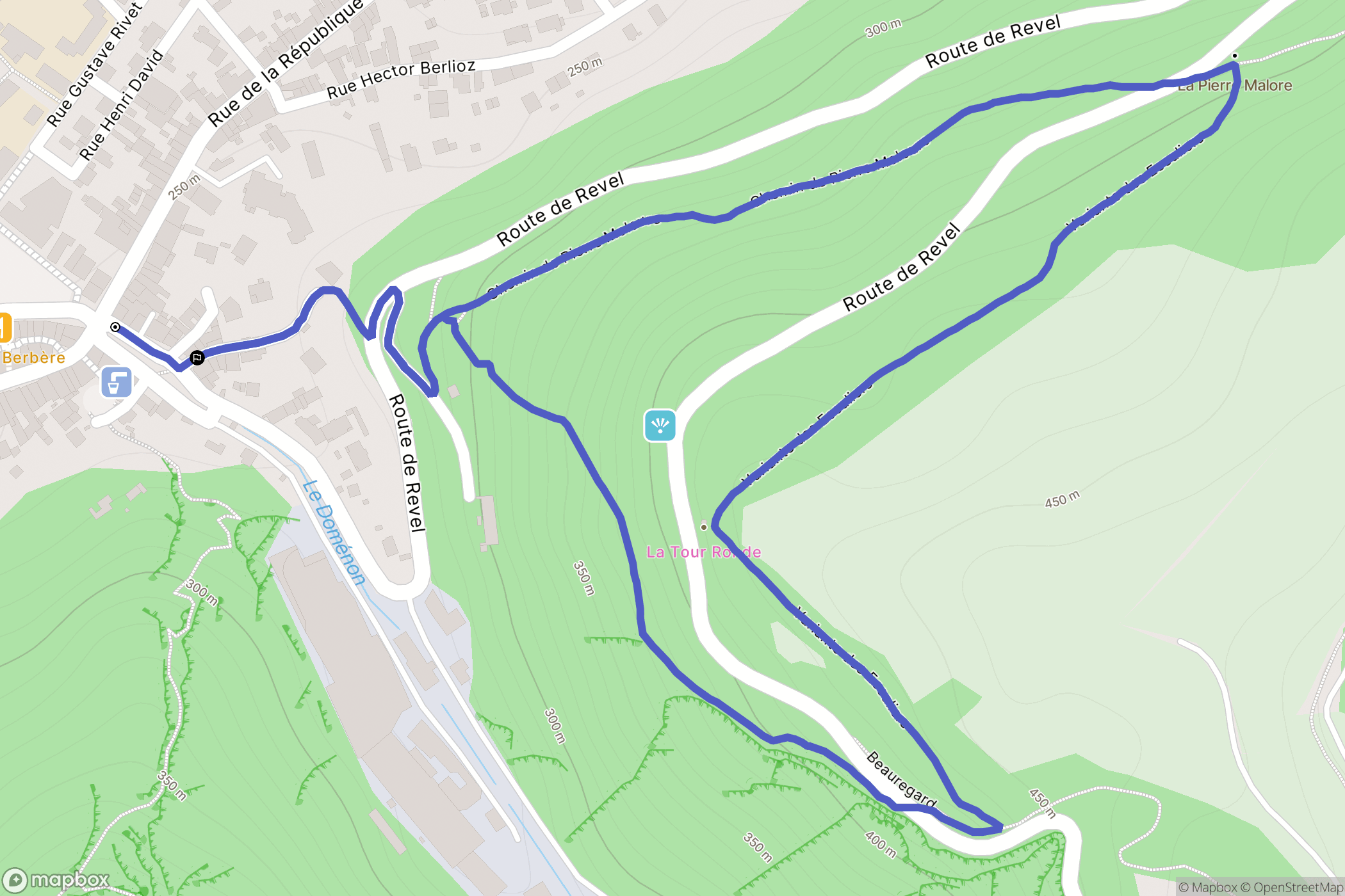 Domène : carte du parcours de randonnée - France