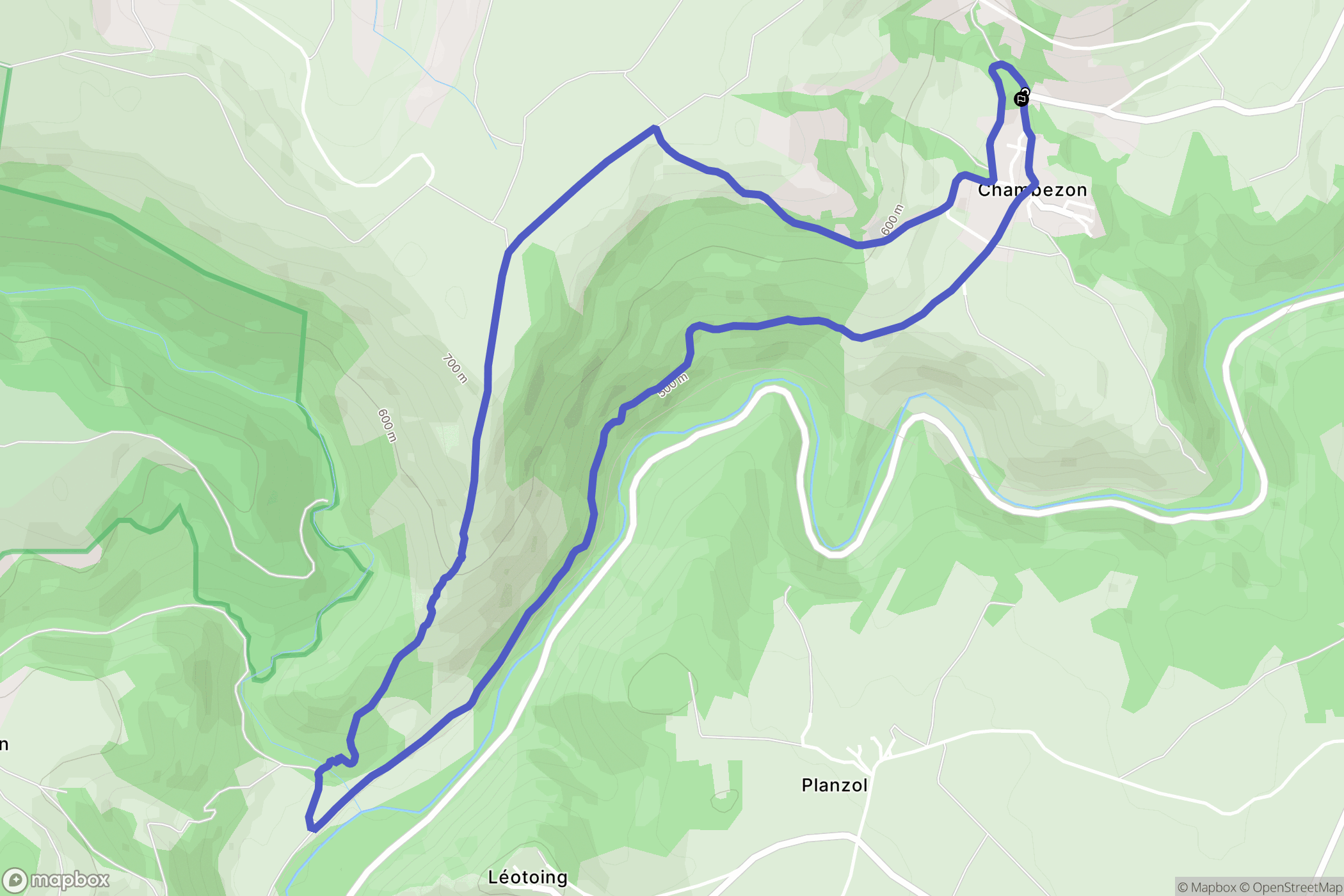 Chambezon : carte du parcours de randonnée - France