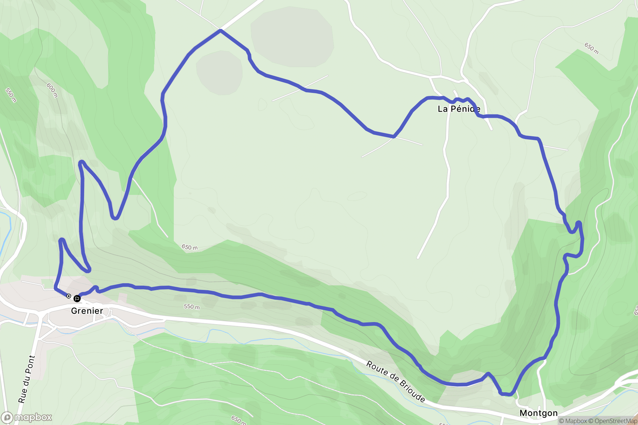 Grenier-Montgon : carte du parcours de randonnée - France
