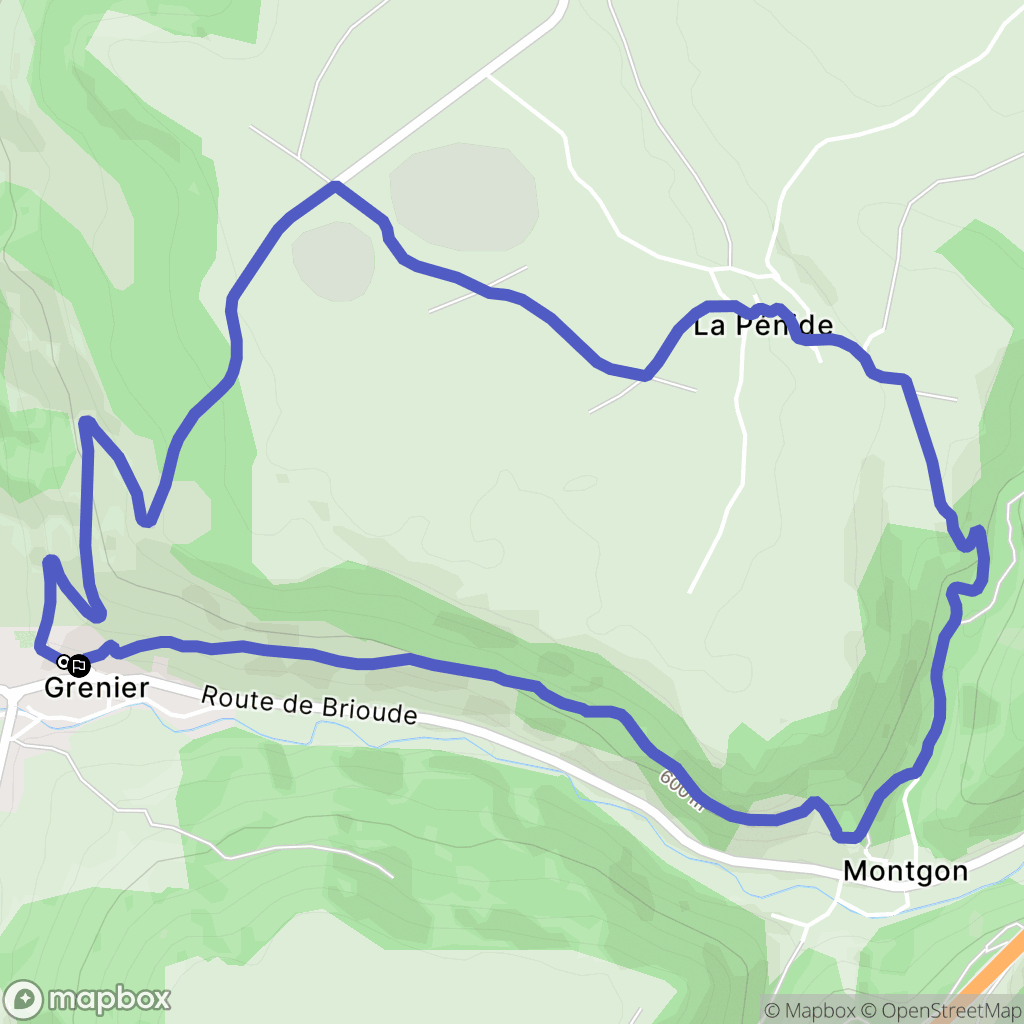 Grenier-Montgon : carte du parcours de randonnée - France