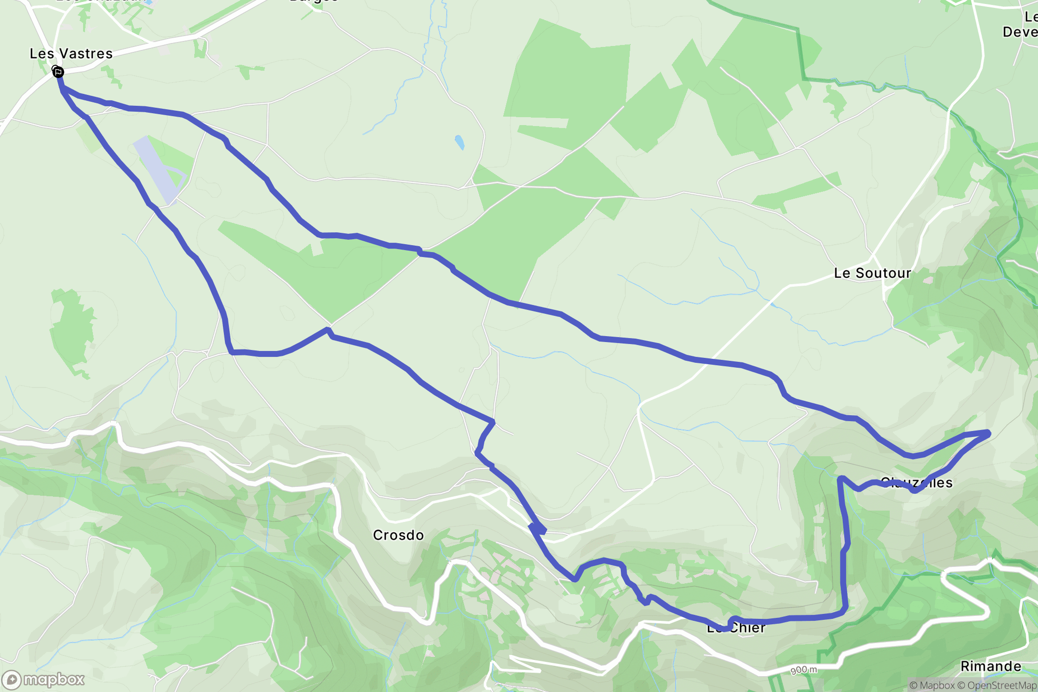 Les Vastres : carte du parcours de randonnée - France