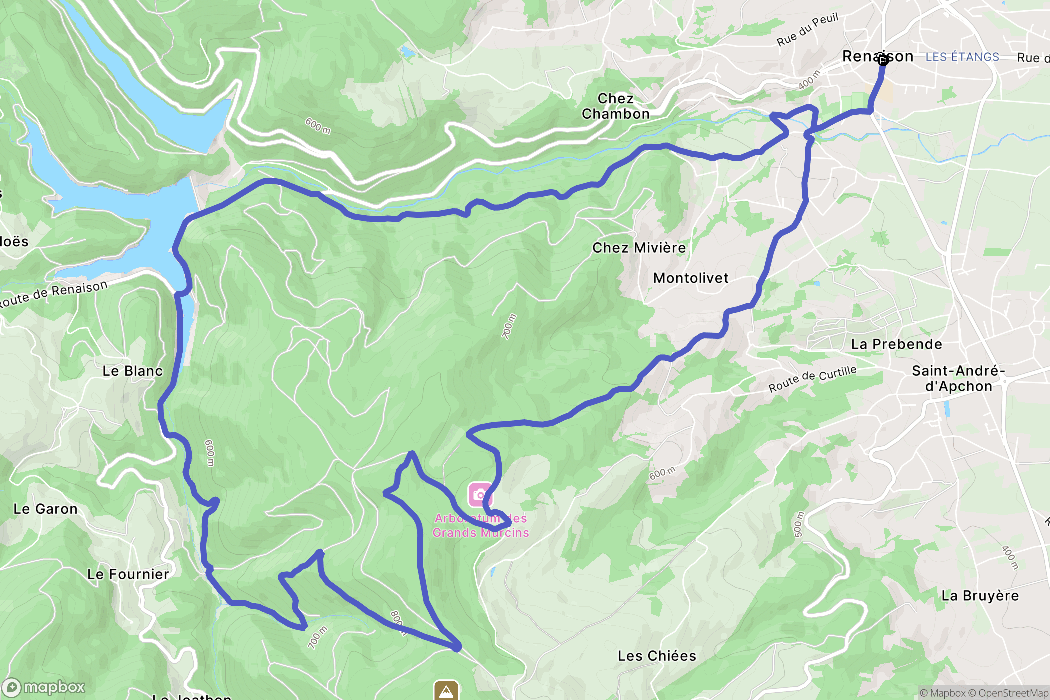 Renaison : carte du parcours de randonnée - France