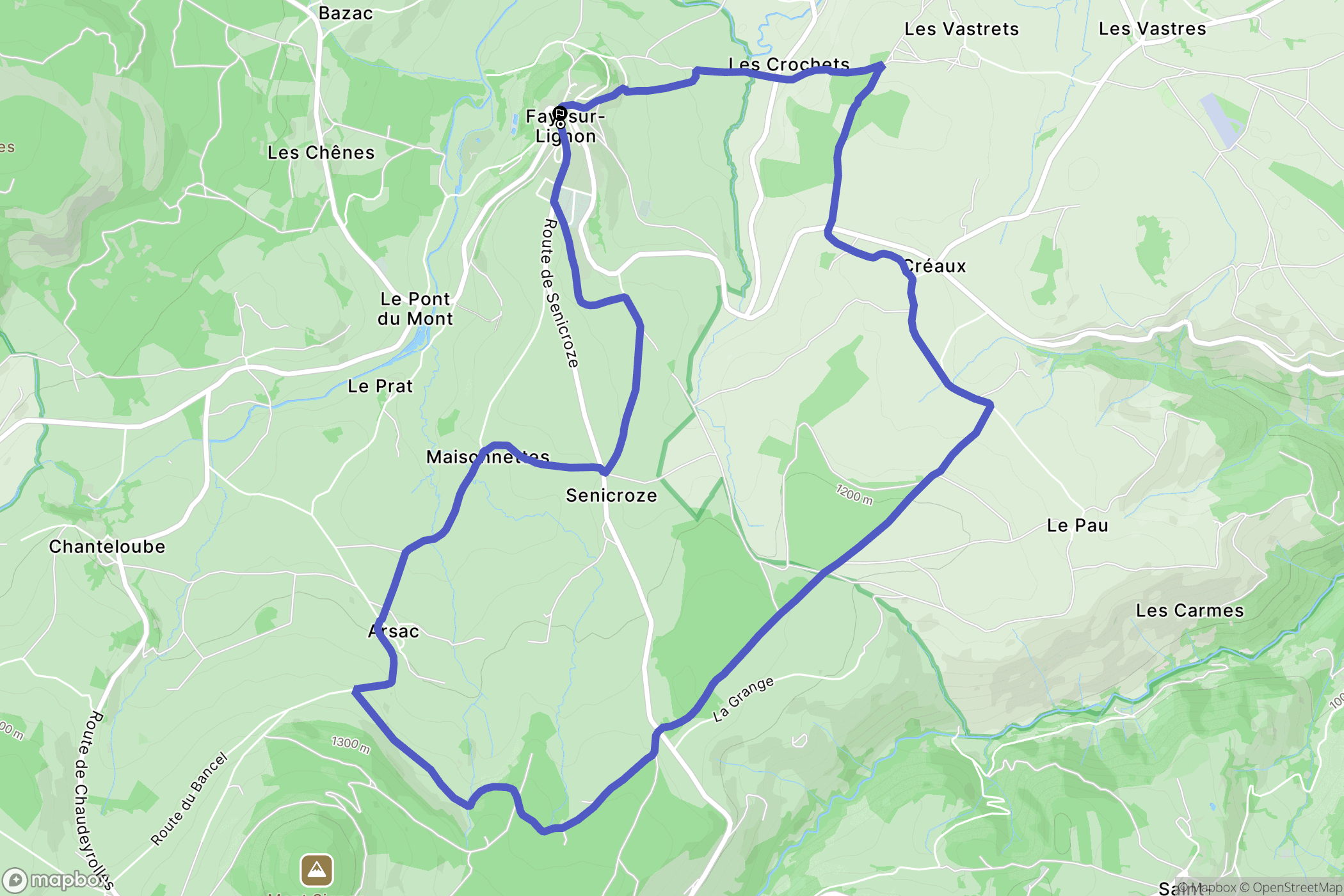 Fay-sur-Lignon : carte du parcours de randonnée - France