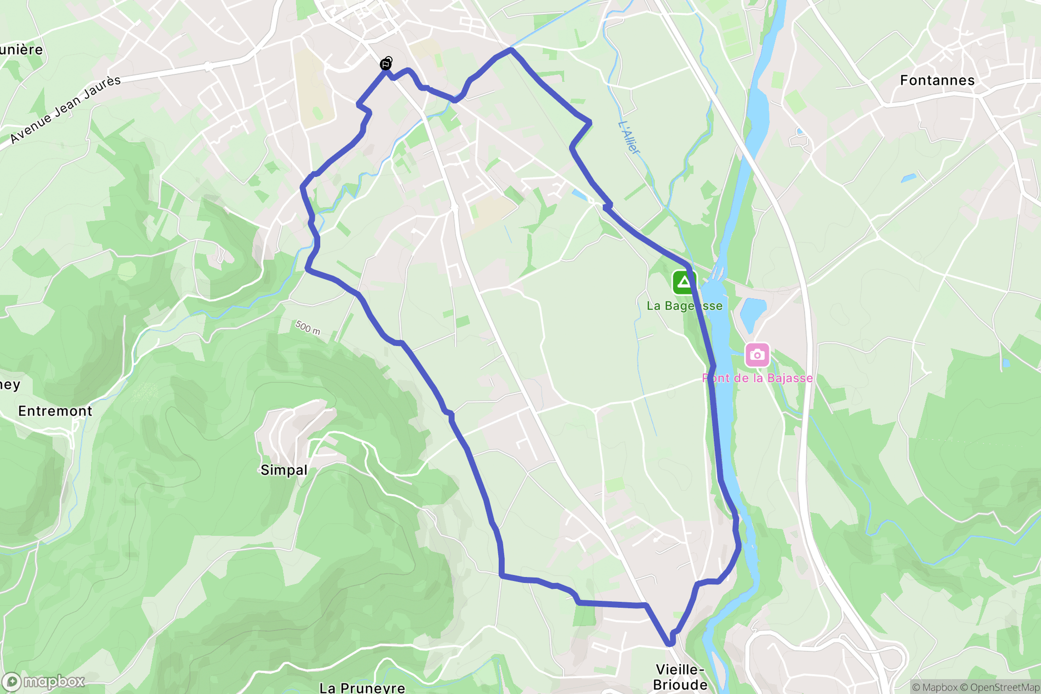 Brioude : carte du parcours de randonnée - France
