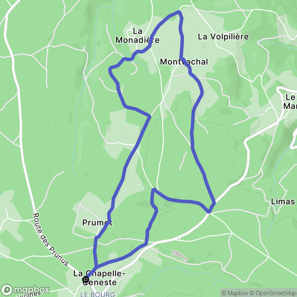 La Chapelle-Geneste : carte du parcours de randonnée - France