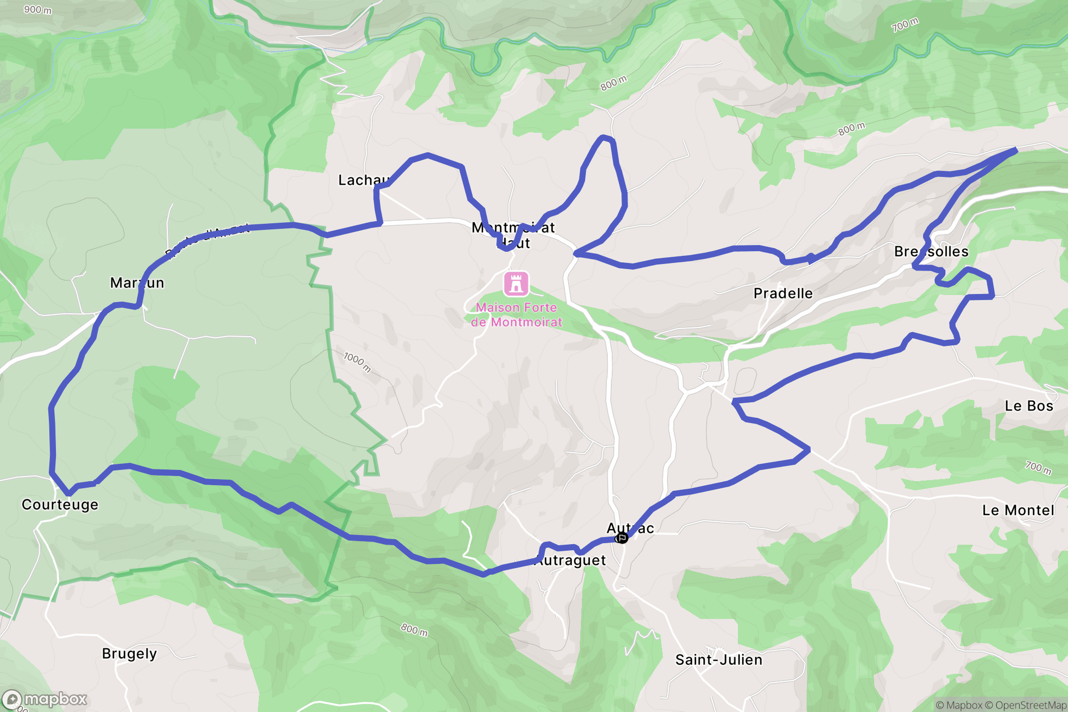 Autrac : carte du parcours de randonnée - France