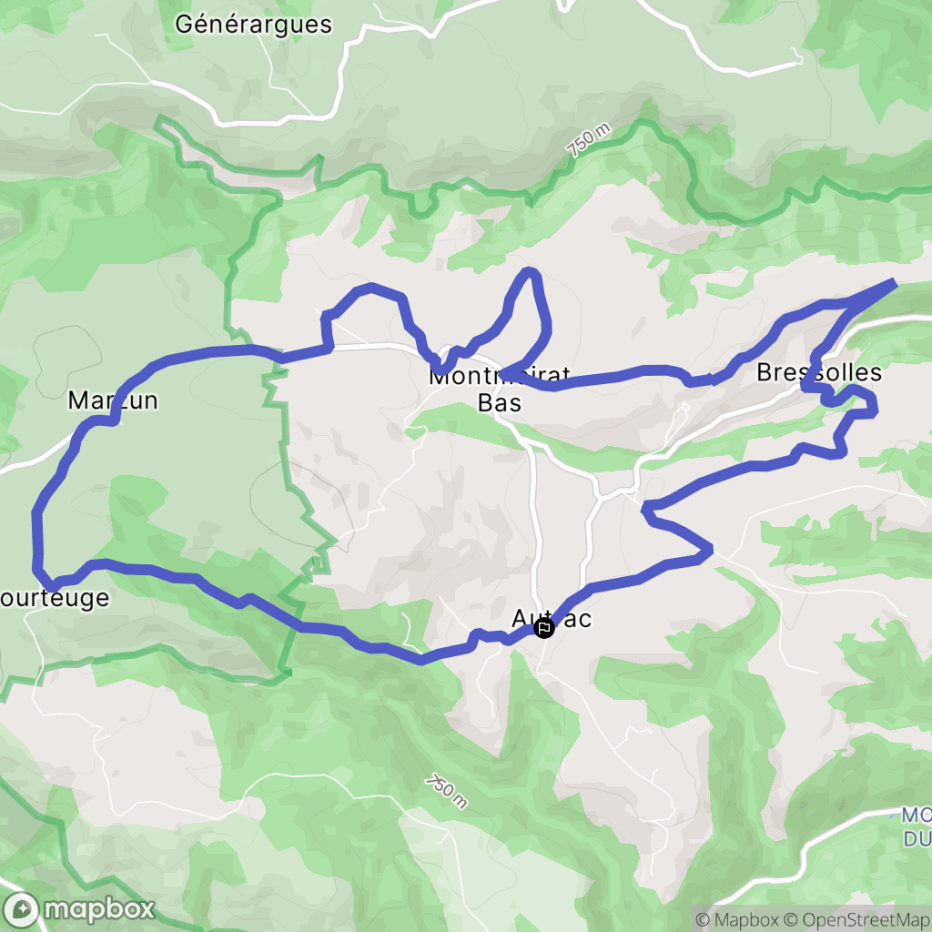 Autrac : carte du parcours de randonnée - France