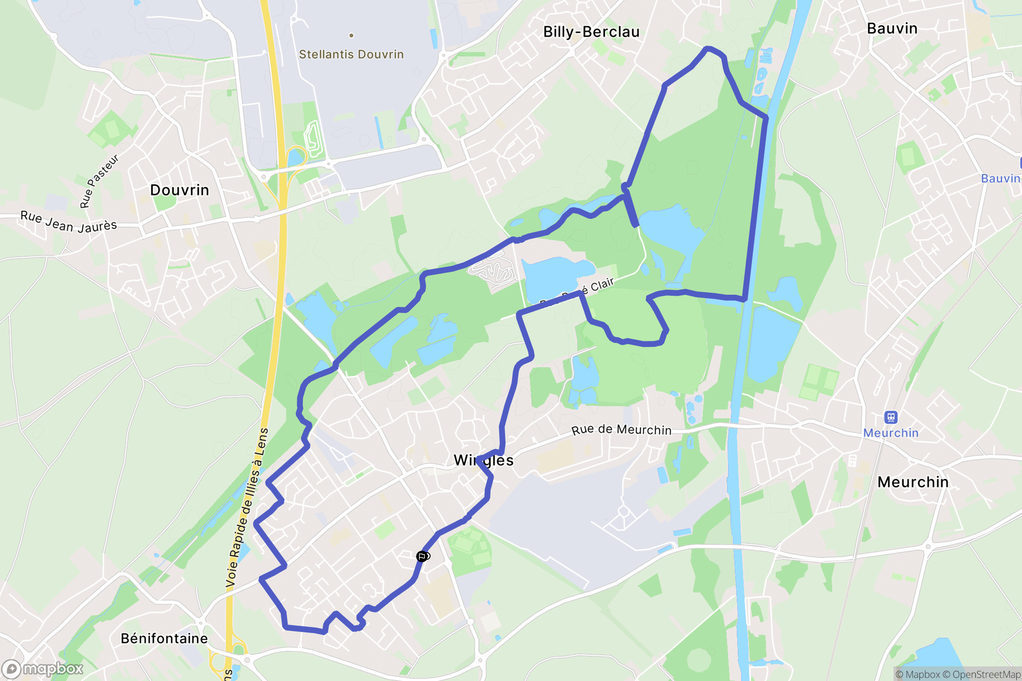 Wingles : carte du parcours de randonnée - France