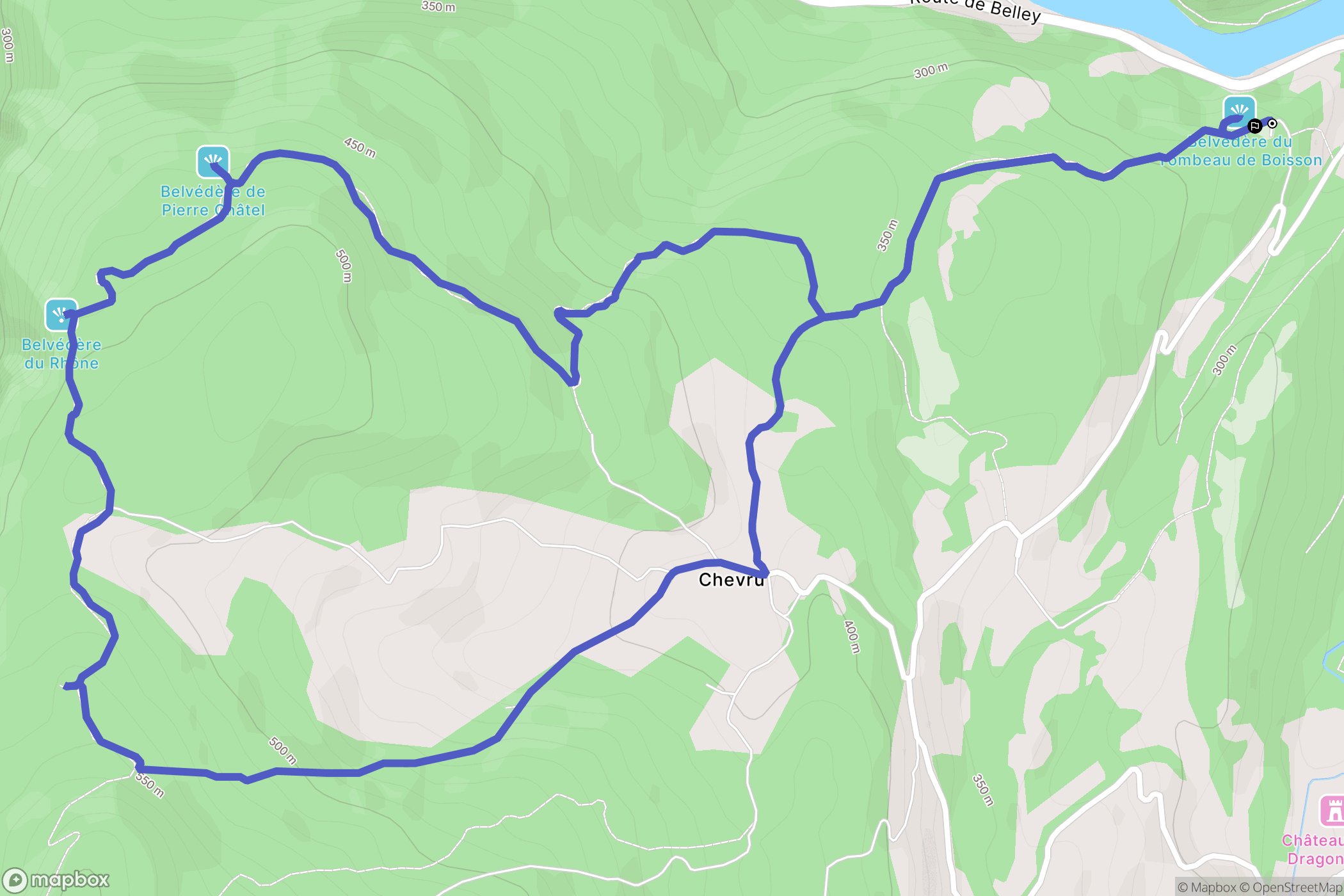 Yenne : carte du parcours de randonnée - France