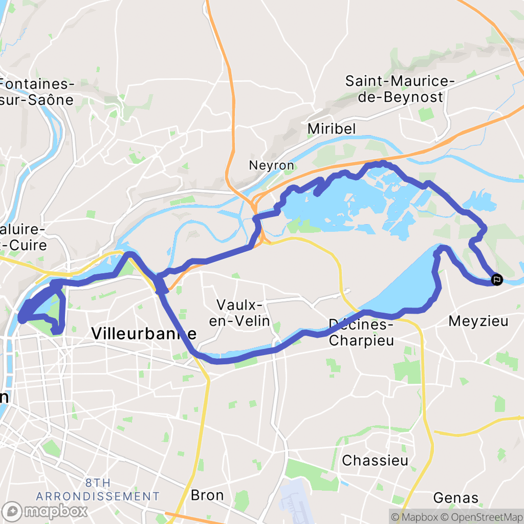 Meyzieu : carte du parcours de randonnée - France