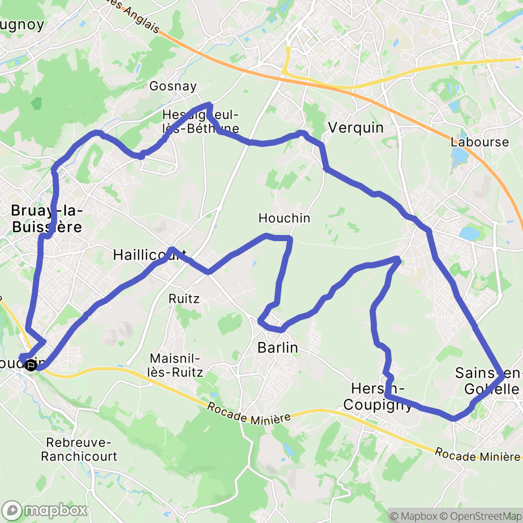 Houdain : carte du parcours de randonnée - France