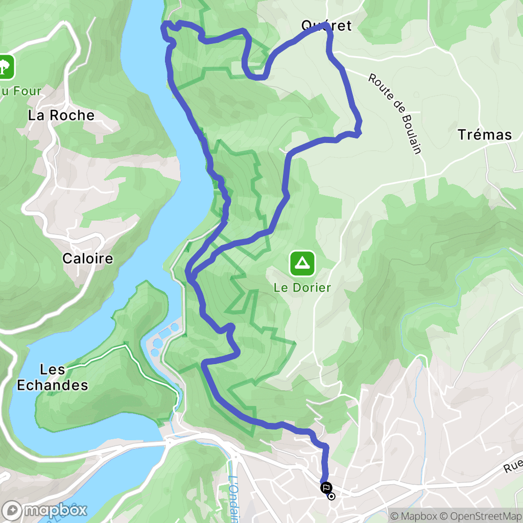 Unieux : carte du parcours de randonnée - France