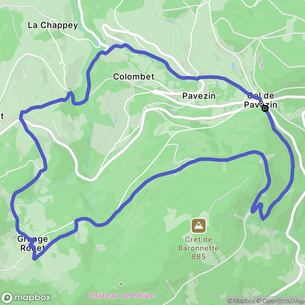Chuyer : carte du parcours de randonnée - France