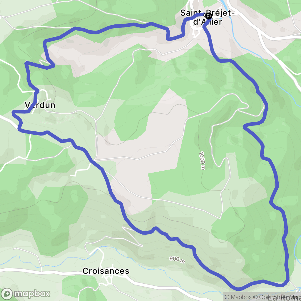 Saint-Préjet-d'Allier : carte du parcours de randonnée - France
